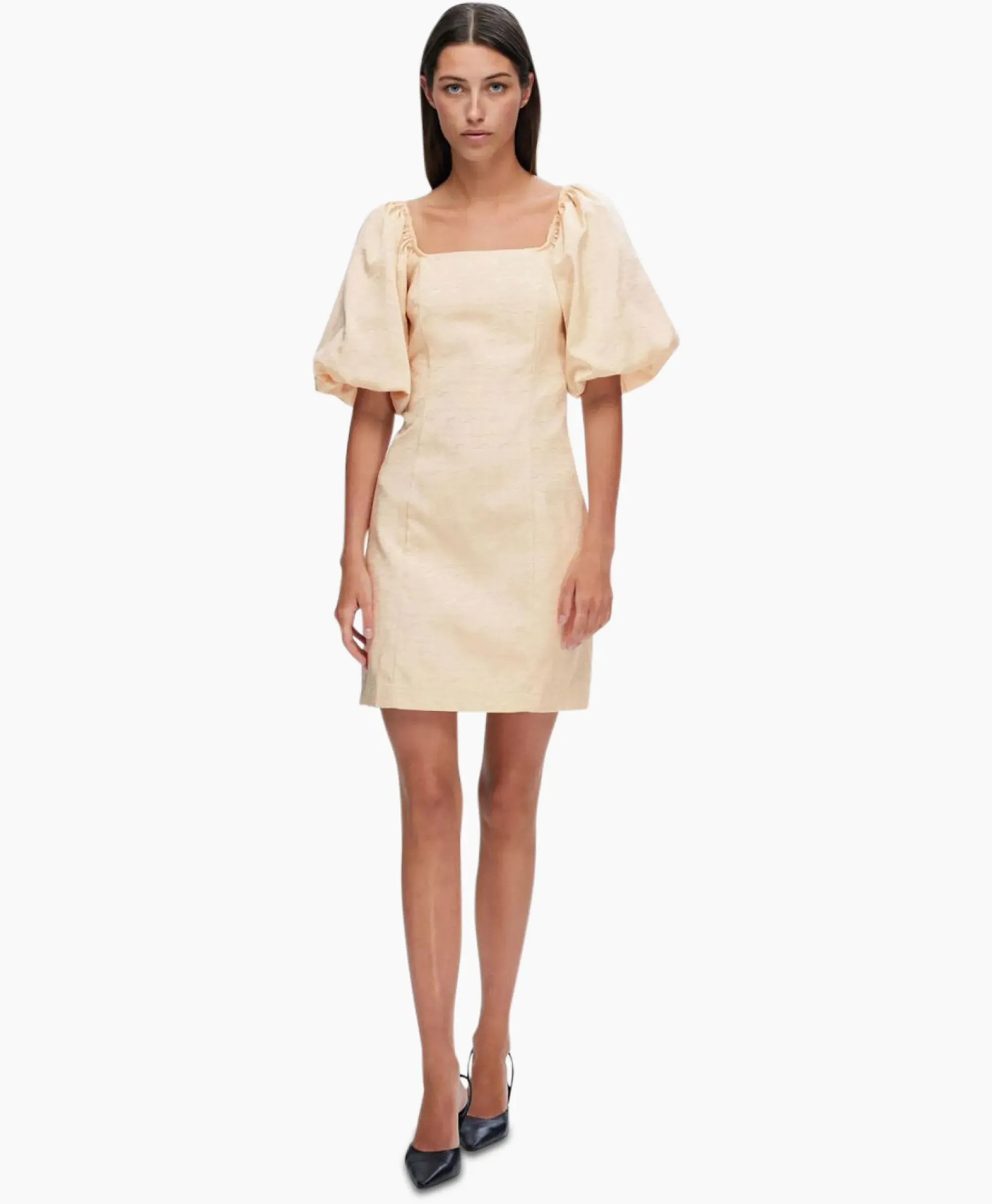 Jurken^Selected Femme Jurk Firmina 3/4 On Off Short Dress B Zand