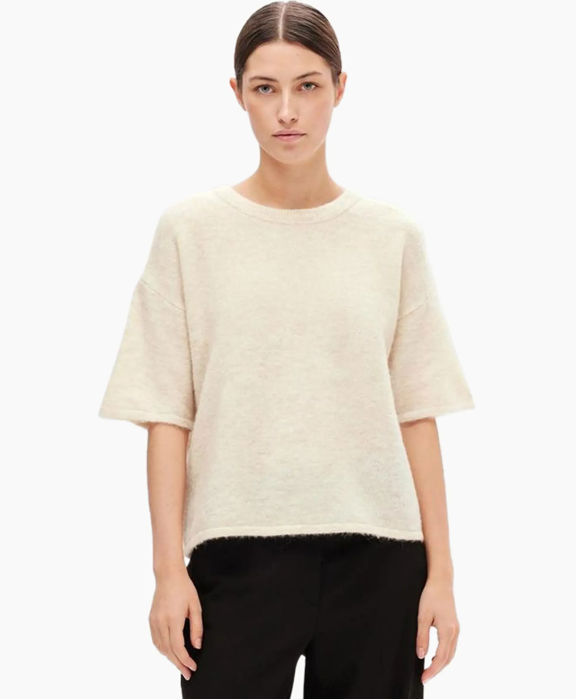 Truien^Selected Femme Pullover Maline-Liliana 2/4 Knit O-Neck N Beige