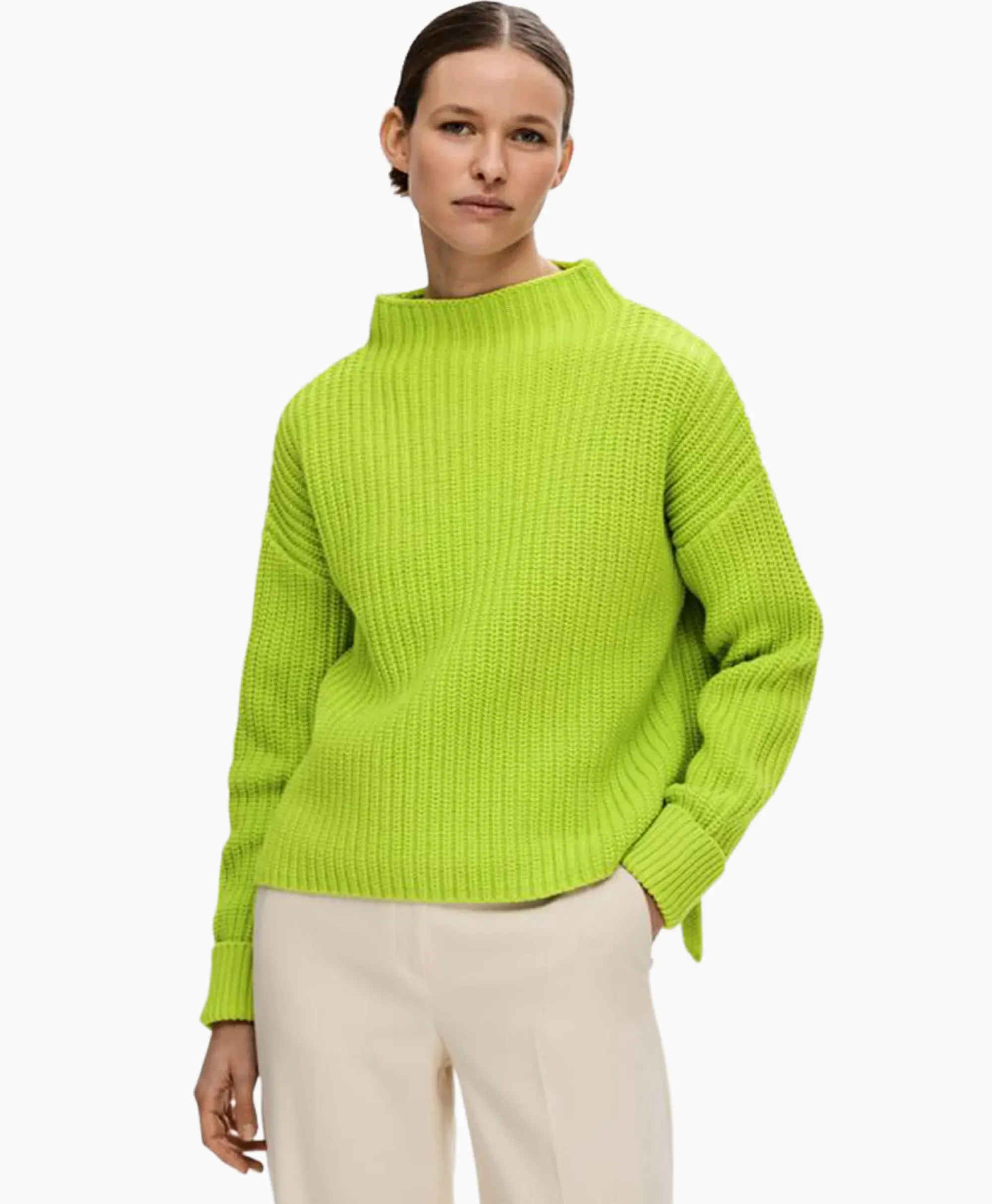 Truien^Selected Femme Pullover Selma Ls Knit Noos Groen