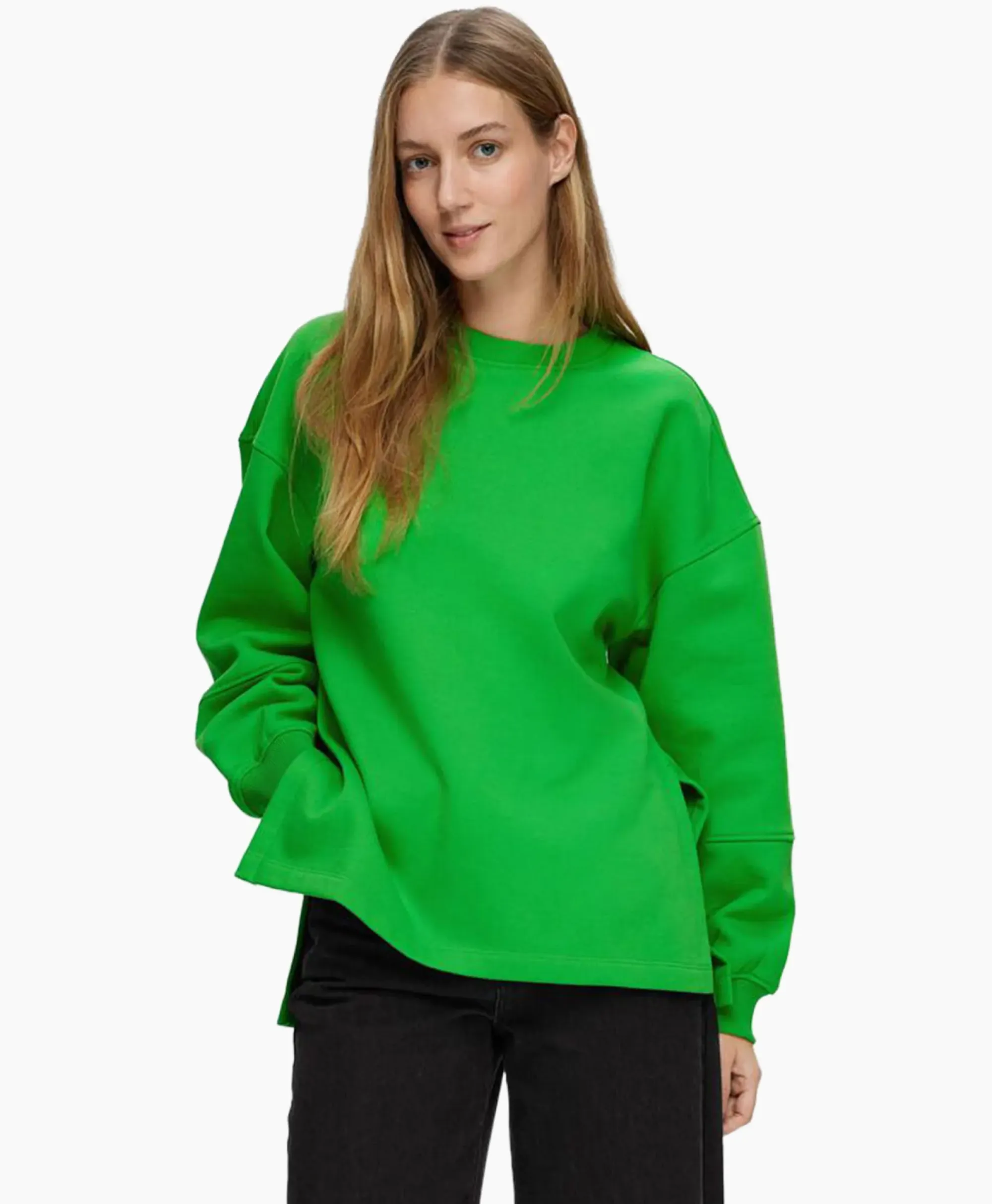Truien^Selected Femme Pullover Yrsa Ls Crew Neck Sweat Groen