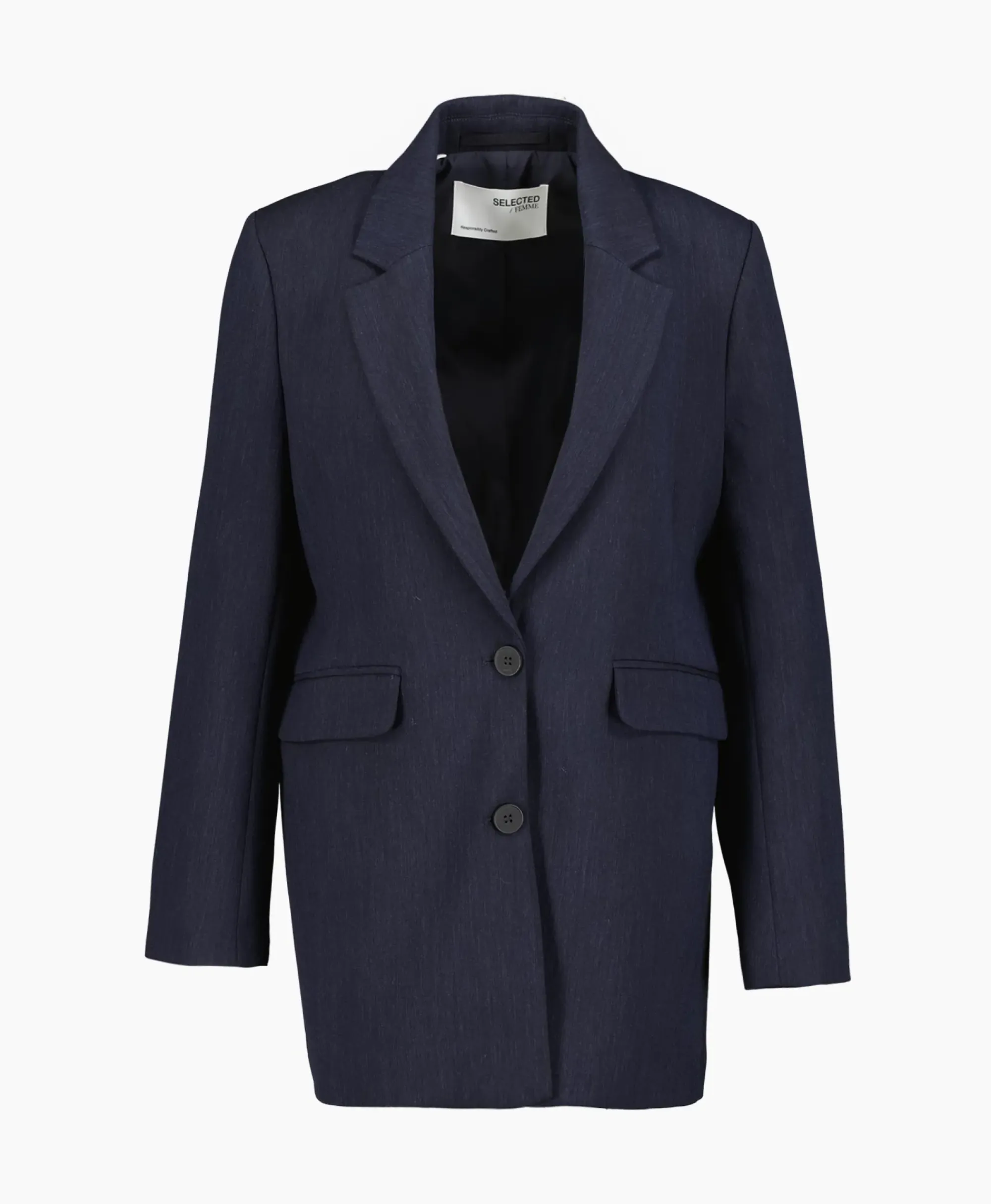 Blazers^Selected Femme Jasje Rita Ls Relaxed Blazer D Sapdonker Blauw