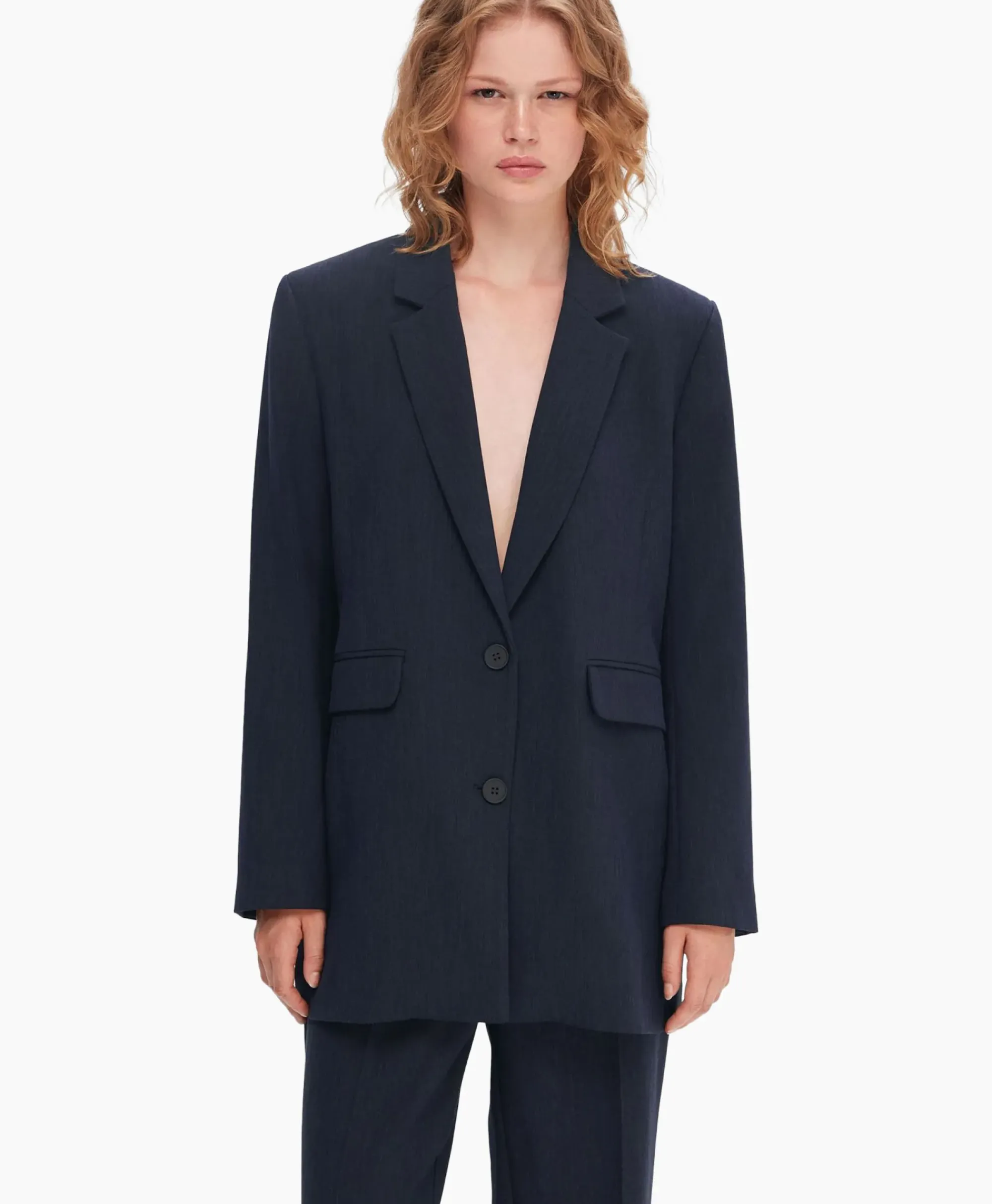 Blazers^Selected Femme Jasje Rita Ls Relaxed Blazer D Sapdonker Blauw