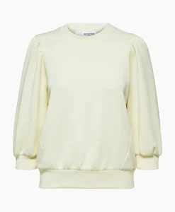 Truien^Selected Femme Sweater Tenny 3/4 Sweat Top Noos Wit