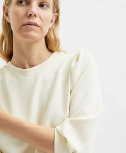 Truien^Selected Femme Sweater Tenny 3/4 Sweat Top Noos Wit