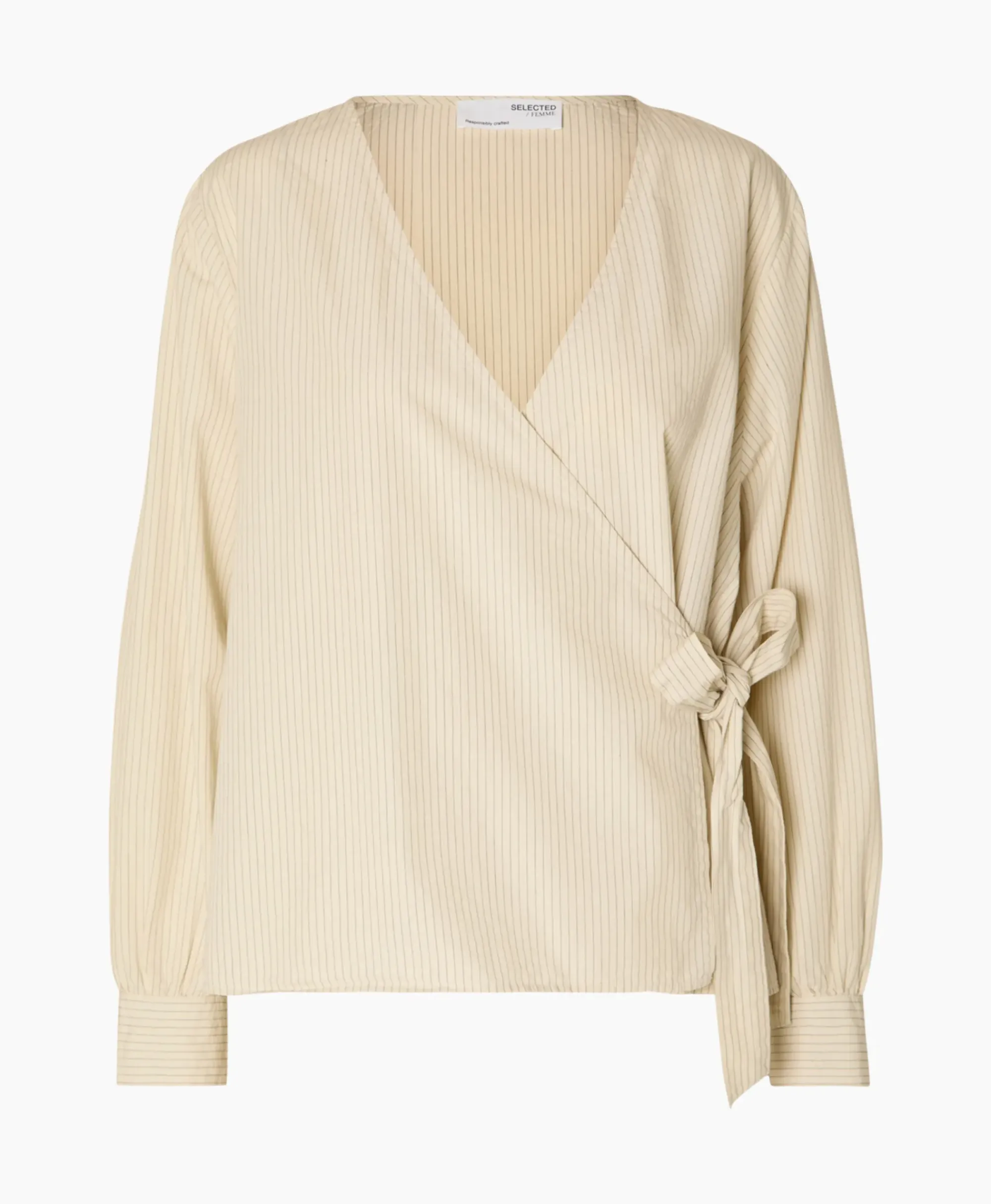 T-Shirts & Tops^Selected Femme Top Millie Ls Striped Wrap B Goud