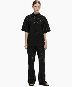 T-Shirts & Tops^Selected Femme T-Shirt Karola 2/4 Oversize Lace Shirt B Zwart