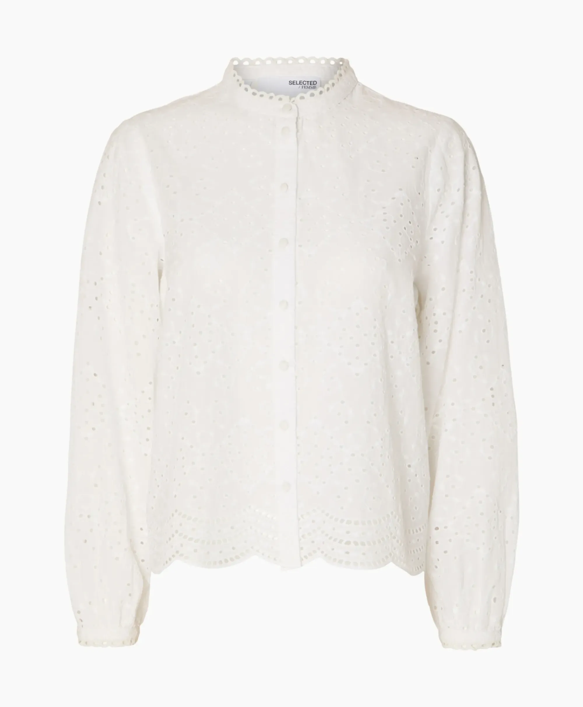 T-Shirts & Tops^Selected Femme T-Shirt Korte Mouw Tatiana L/S Embr Shirt Noos Wit