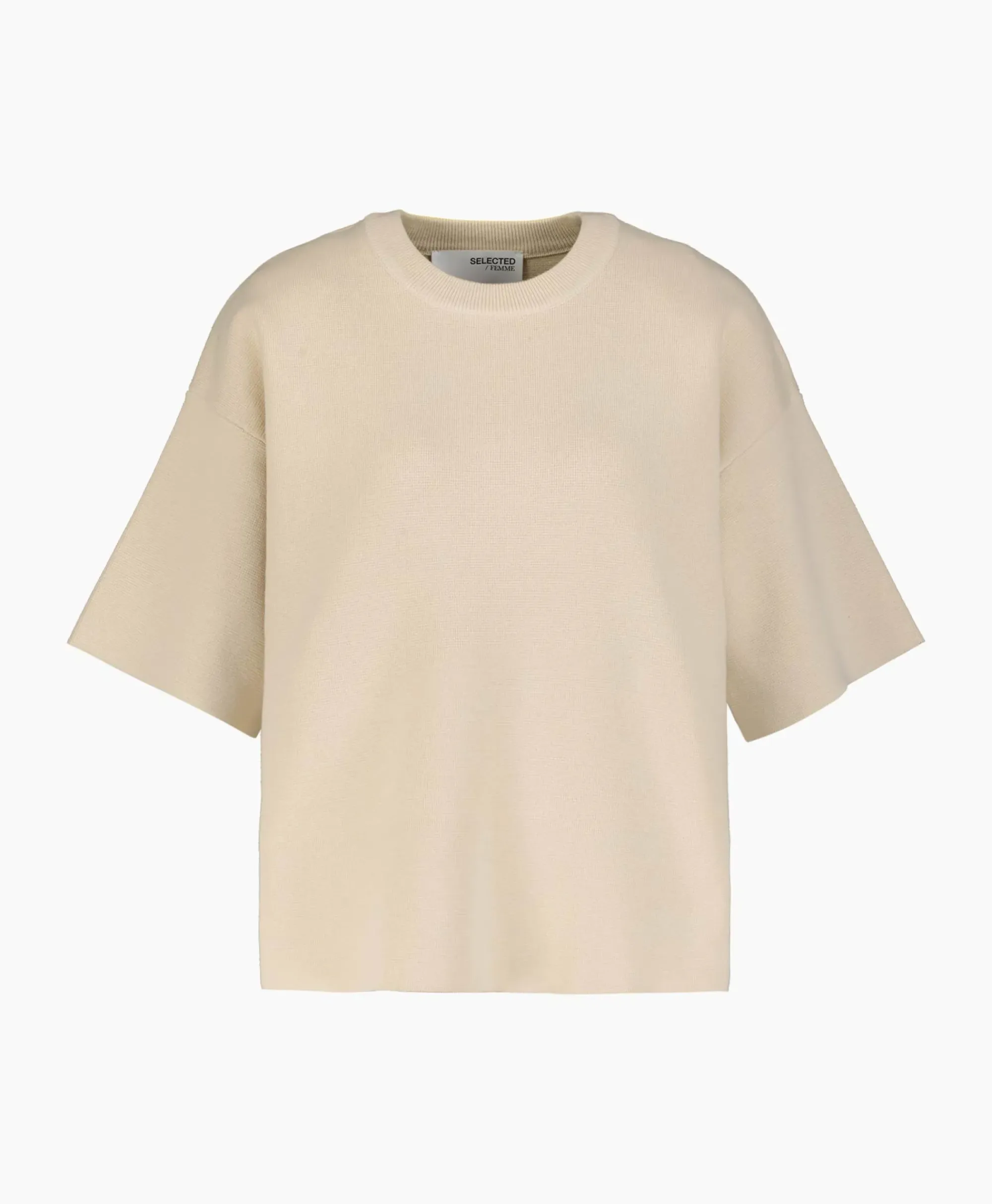 T-Shirts & Tops^Selected Femme T-Shirt Korte Mouw Liva 2/4 Knit O-Neck Noos Off White