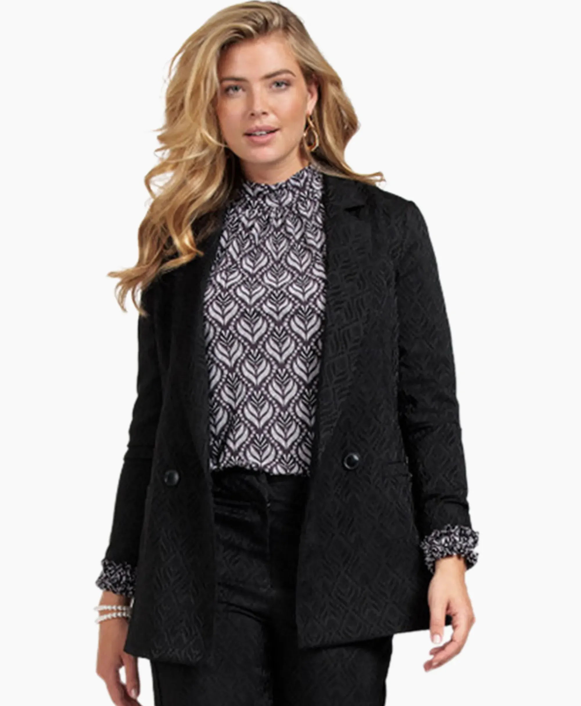 Blazers^Studio Anneloes Blazer Sence Orn. Jacquard Zwart