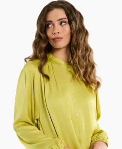 Blouses^Studio Anneloes Blouse Birdie Ls Satin Geel