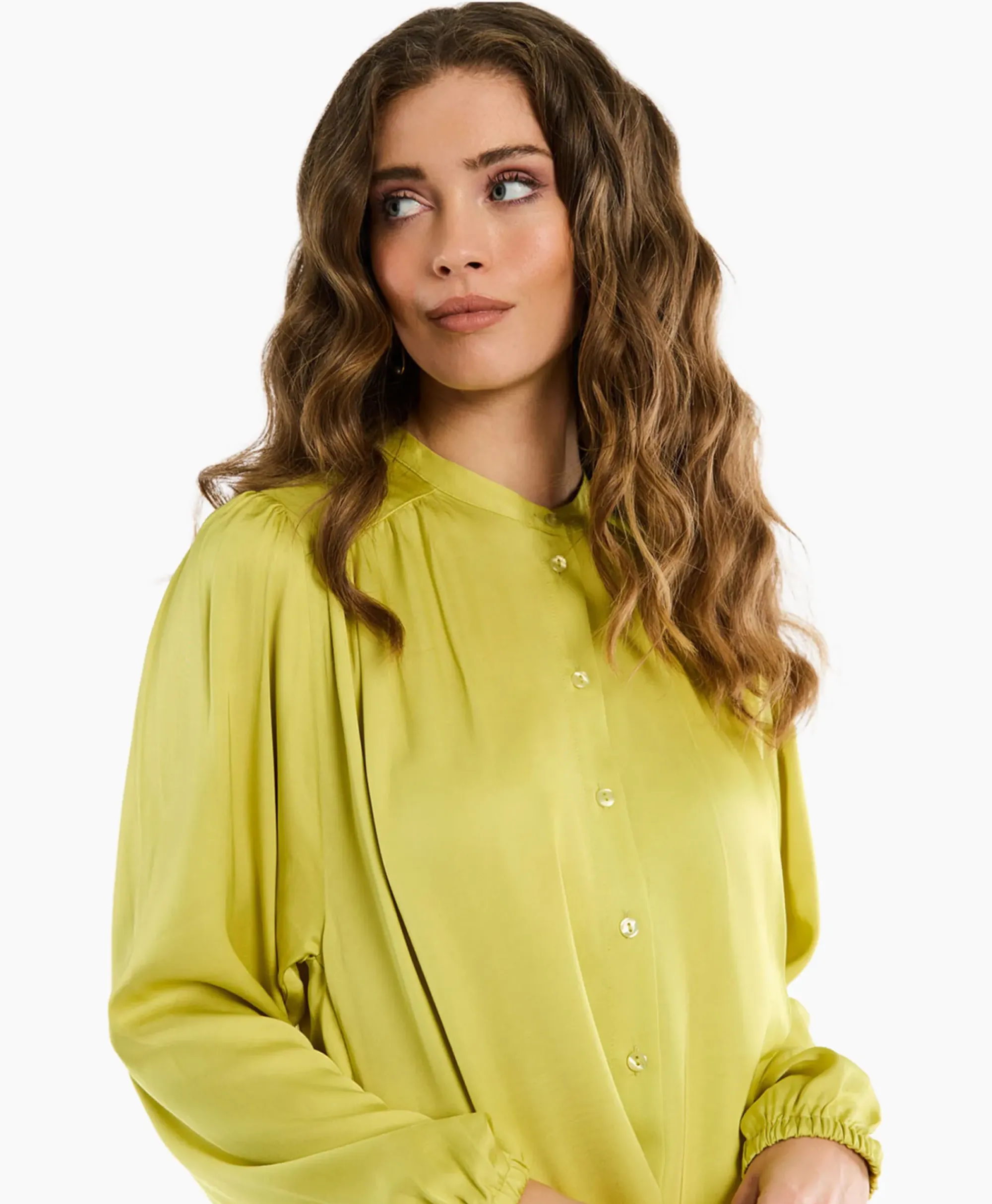 Blouses^Studio Anneloes Blouse Birdie Ls Satin Geel