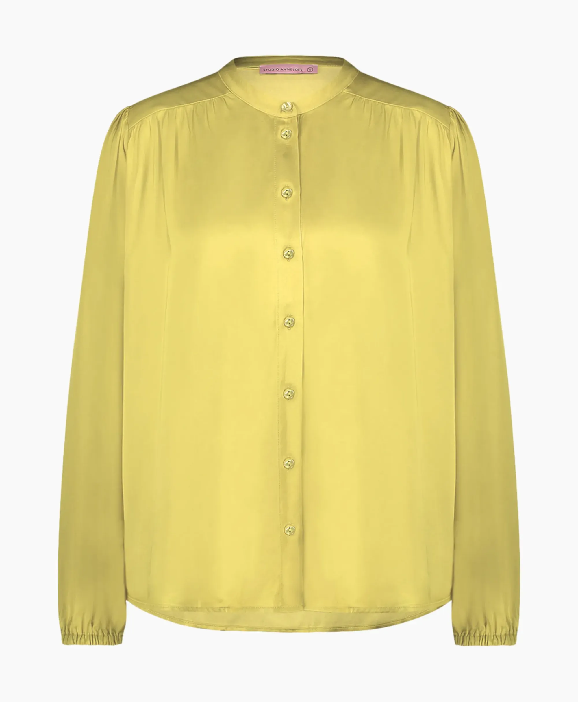 Blouses^Studio Anneloes Blouse Birdie Ls Satin Geel
