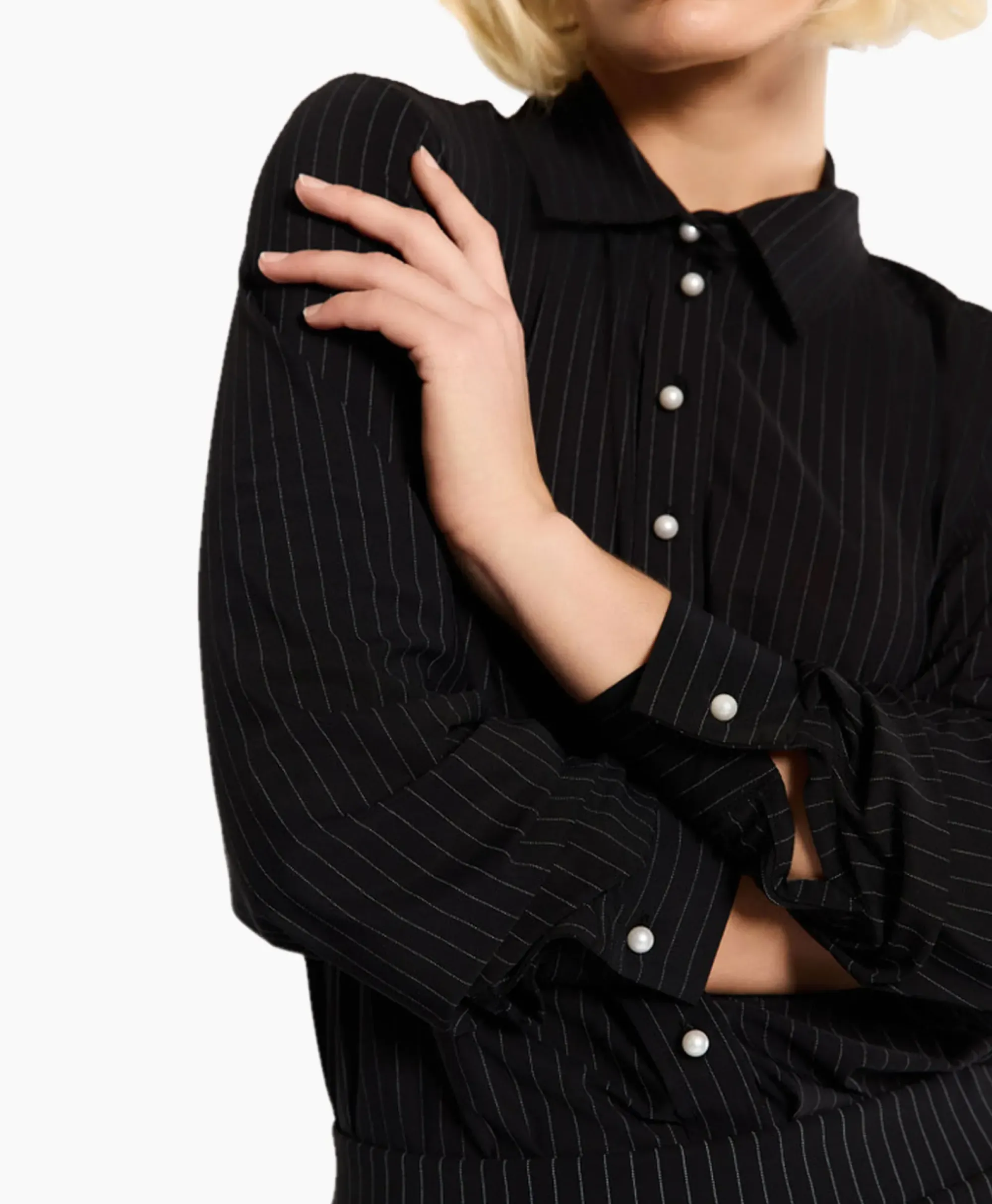 Blouses^Studio Anneloes Blouse Bobby Pearl Pinstripe Zwart Dessin