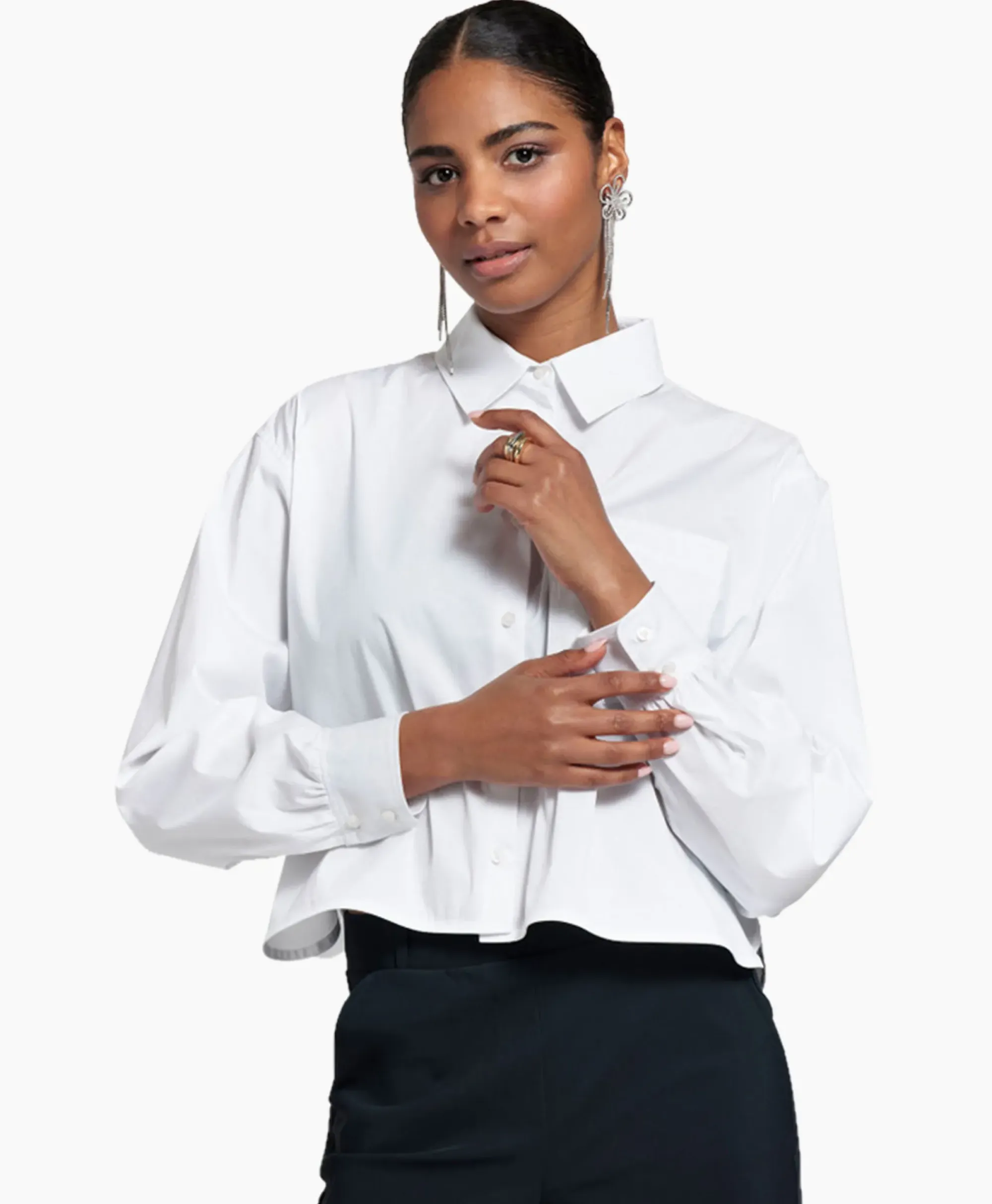 Blouses^Studio Anneloes Blouse Dion Cropped Poplin Wit