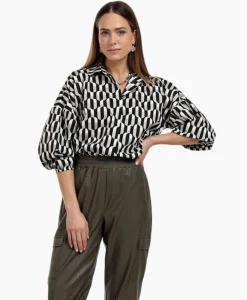 Blouses^Studio Anneloes Blouse Havana Coffee Beans Zwart Dessin