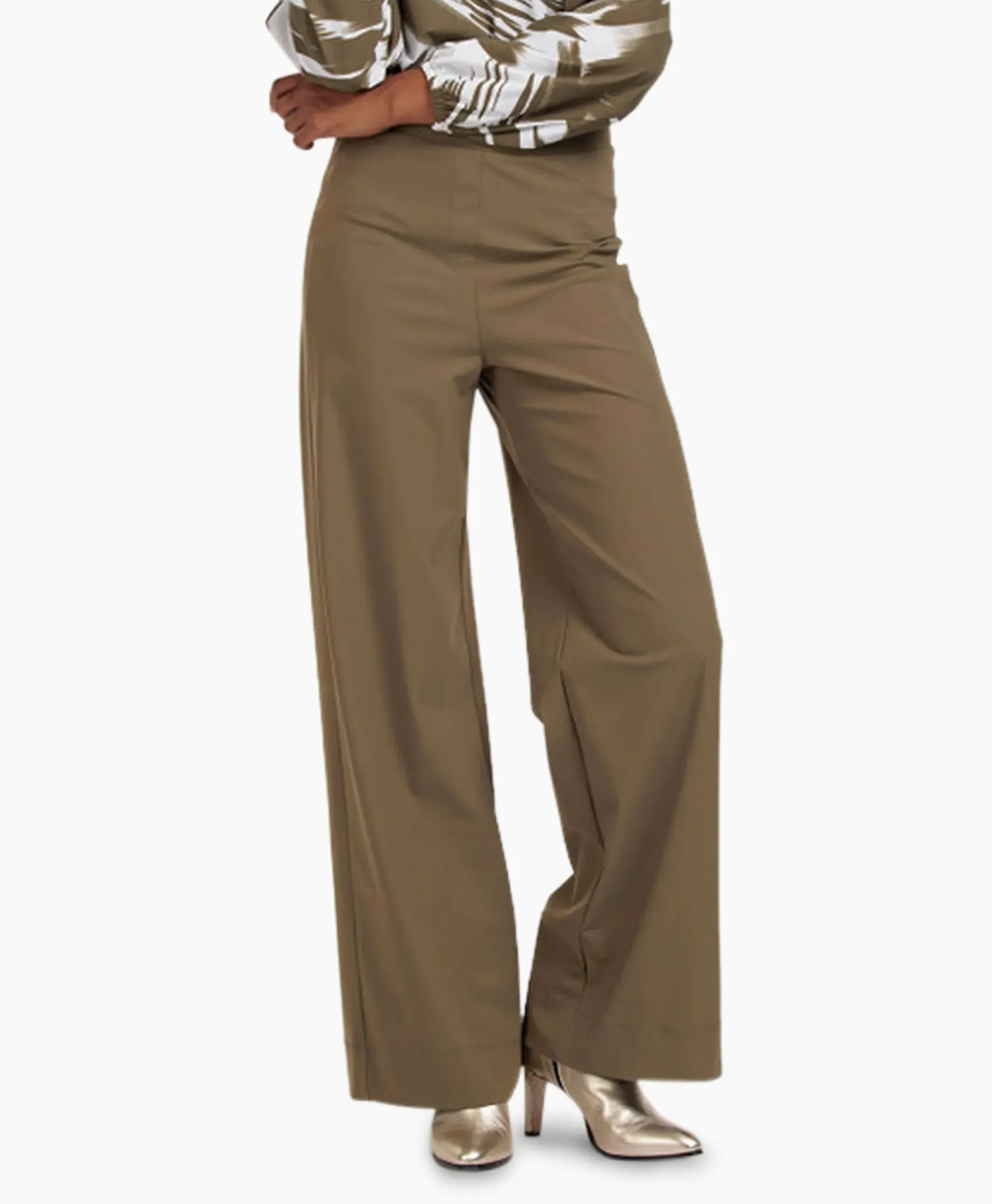 Broeken^Studio Anneloes Broek Alex Bonded Trousers Bruin Dessin