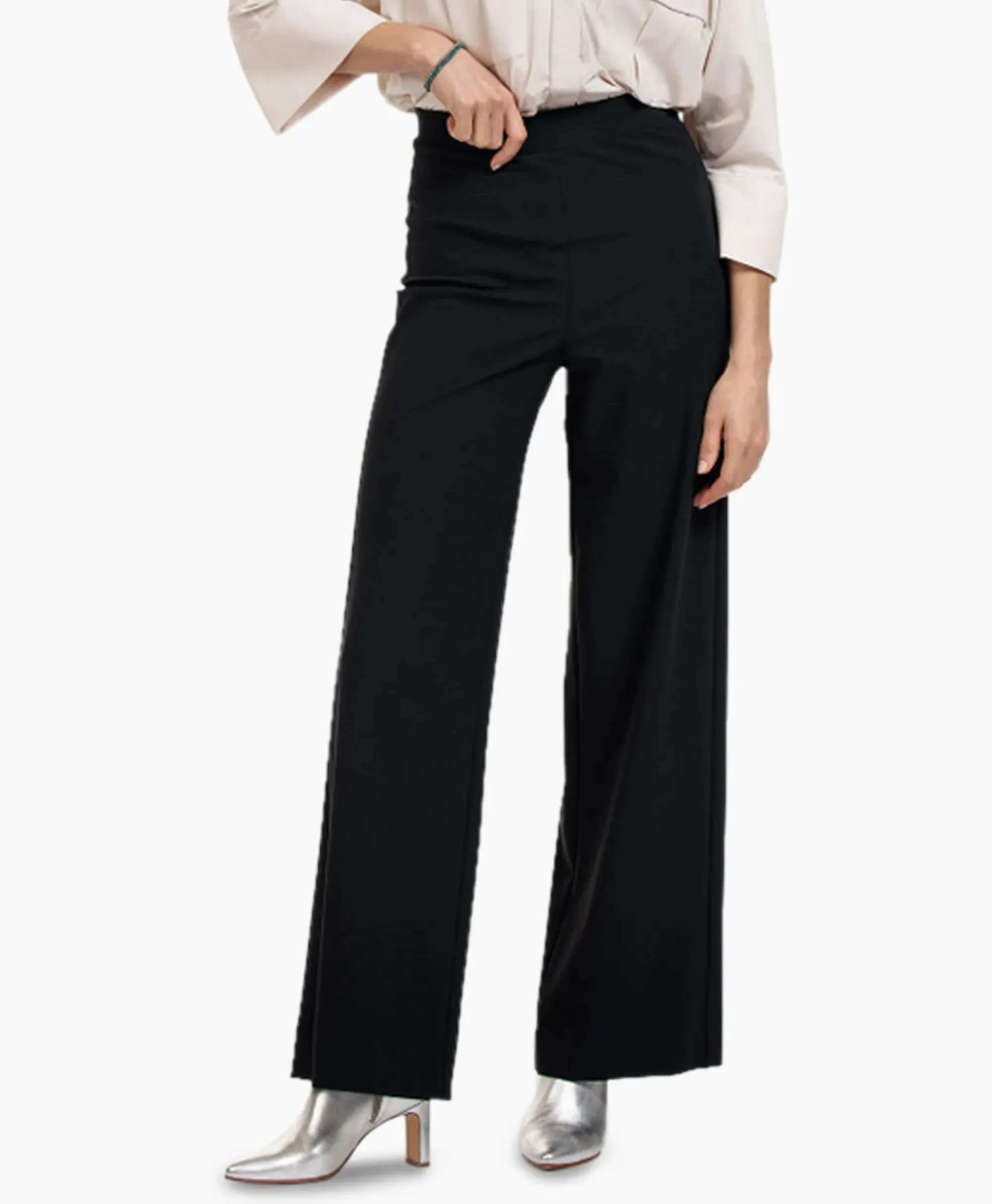 Broeken^Studio Anneloes Broek Alex Bonded Mesh Trousers Zwart Dessin