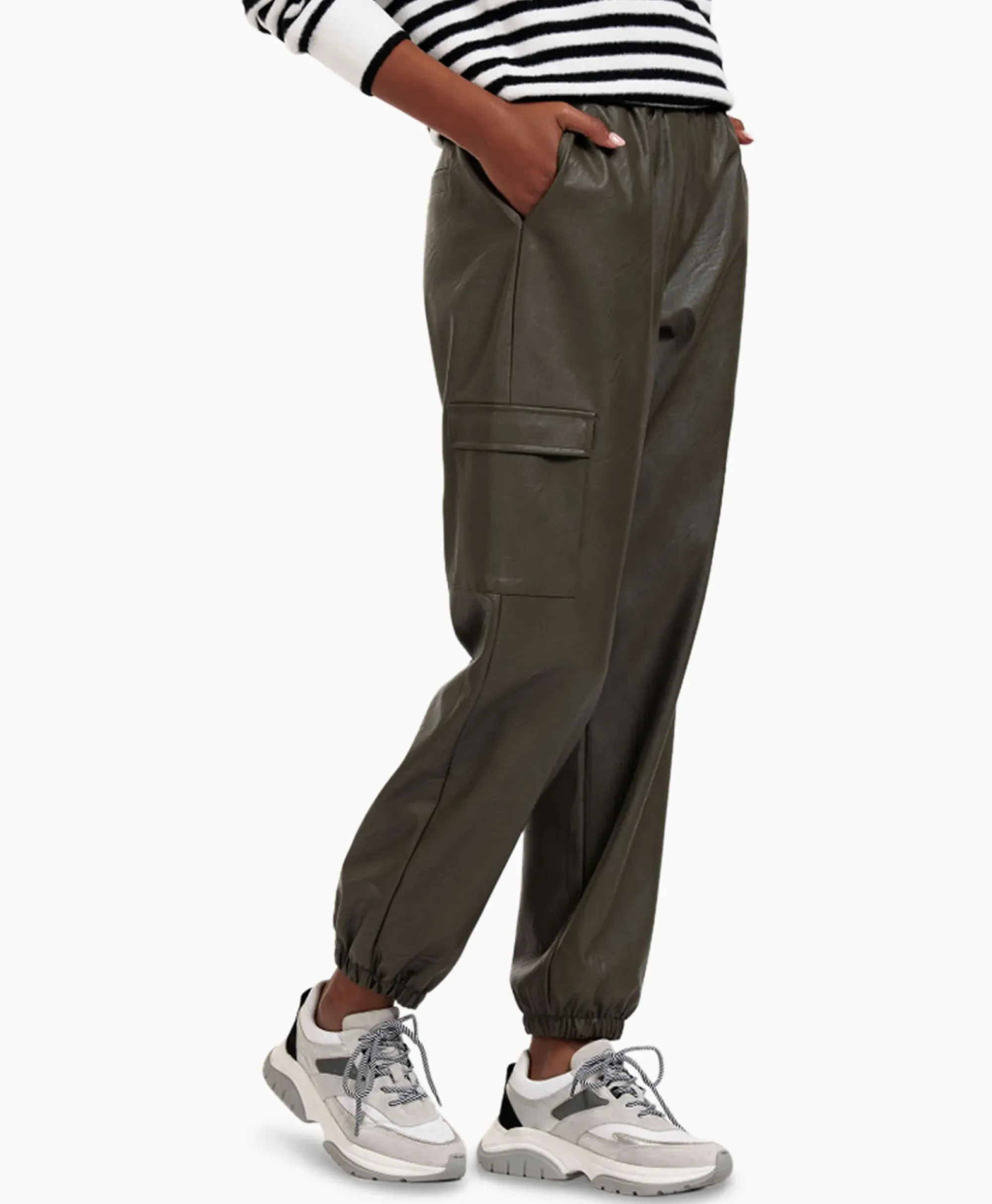 Broeken^Studio Anneloes Broek Evi Leather Cargo Trousers Bruin Dessin