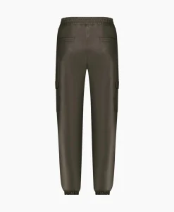 Broeken^Studio Anneloes Broek Evi Leather Cargo Trousers Bruin Dessin