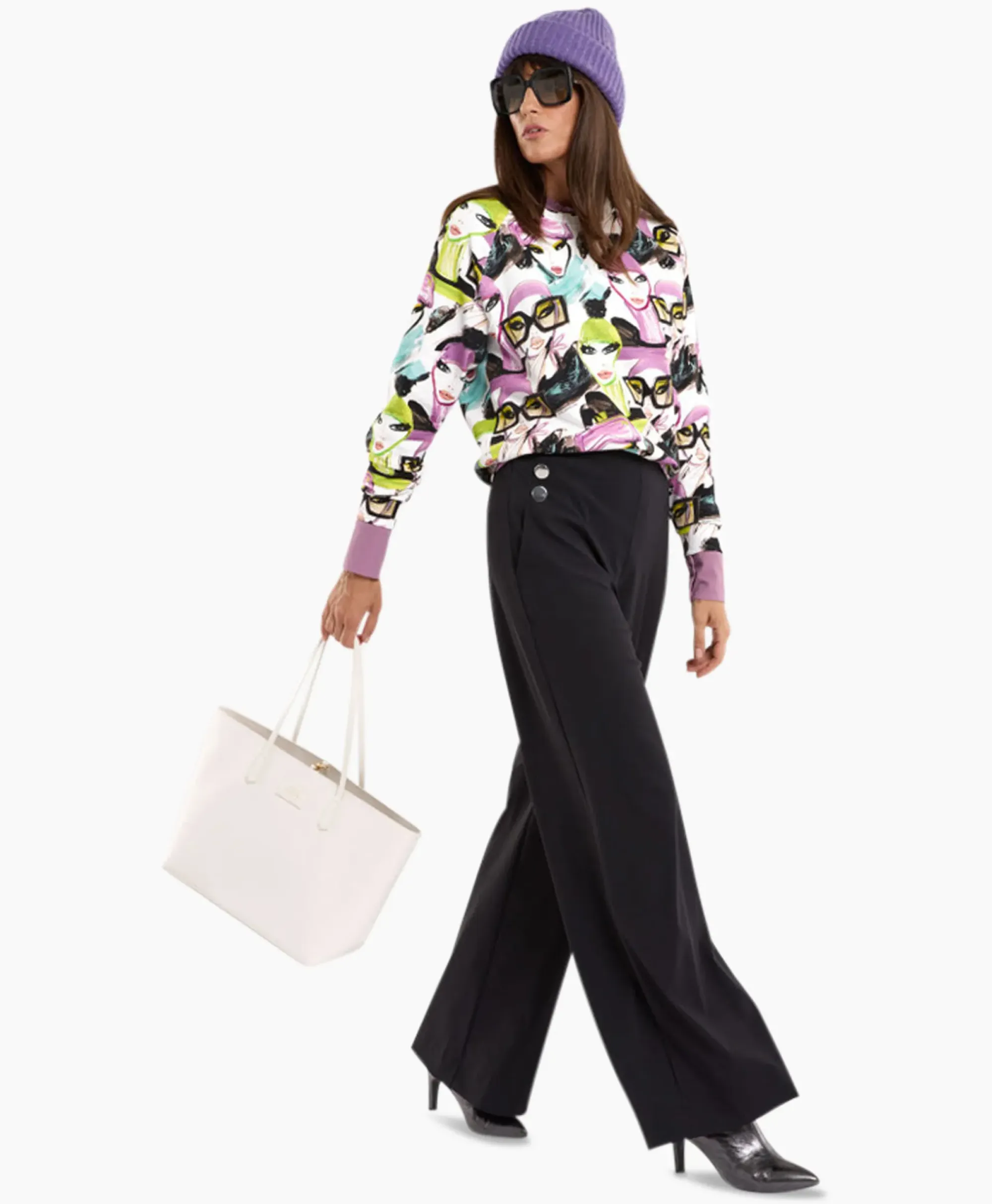 Broeken^Studio Anneloes Broek Jessy Bonded Button Trousers Zwart Dessin