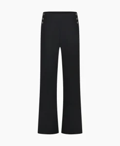 Broeken^Studio Anneloes Broek Jessy Bonded Button Trousers Zwart Dessin