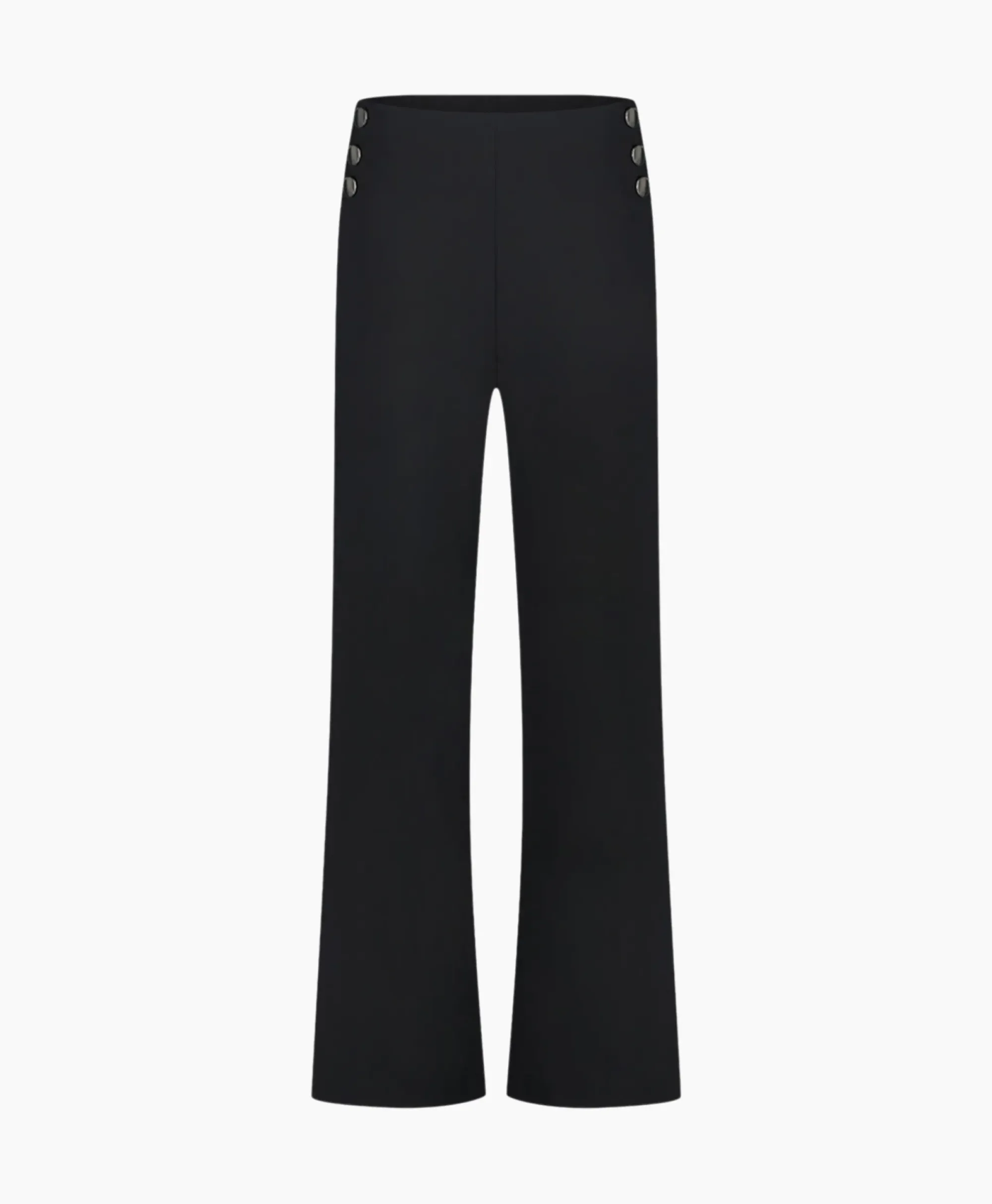 Broeken^Studio Anneloes Broek Jessy Bonded Button Trousers Zwart Dessin