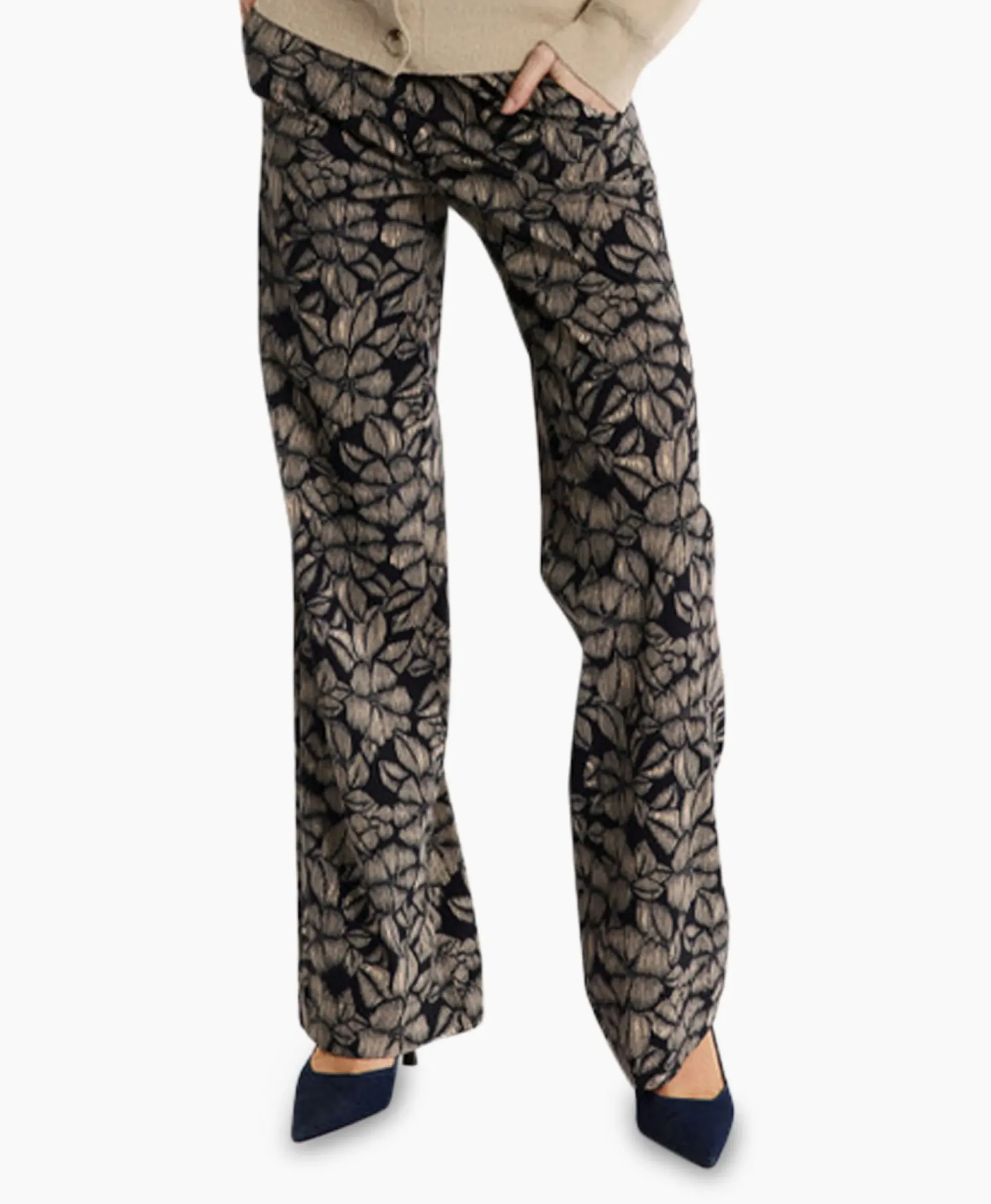 Broeken^Studio Anneloes Broek Marilon Flower Trousers Zand