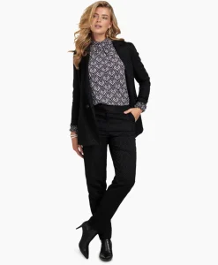 Broeken^Studio Anneloes Broek Mira Ornament Jacquard Trousers Zwart