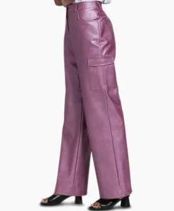 Broeken^Studio Anneloes Broek Selina Metallic Leather Trousers Paars