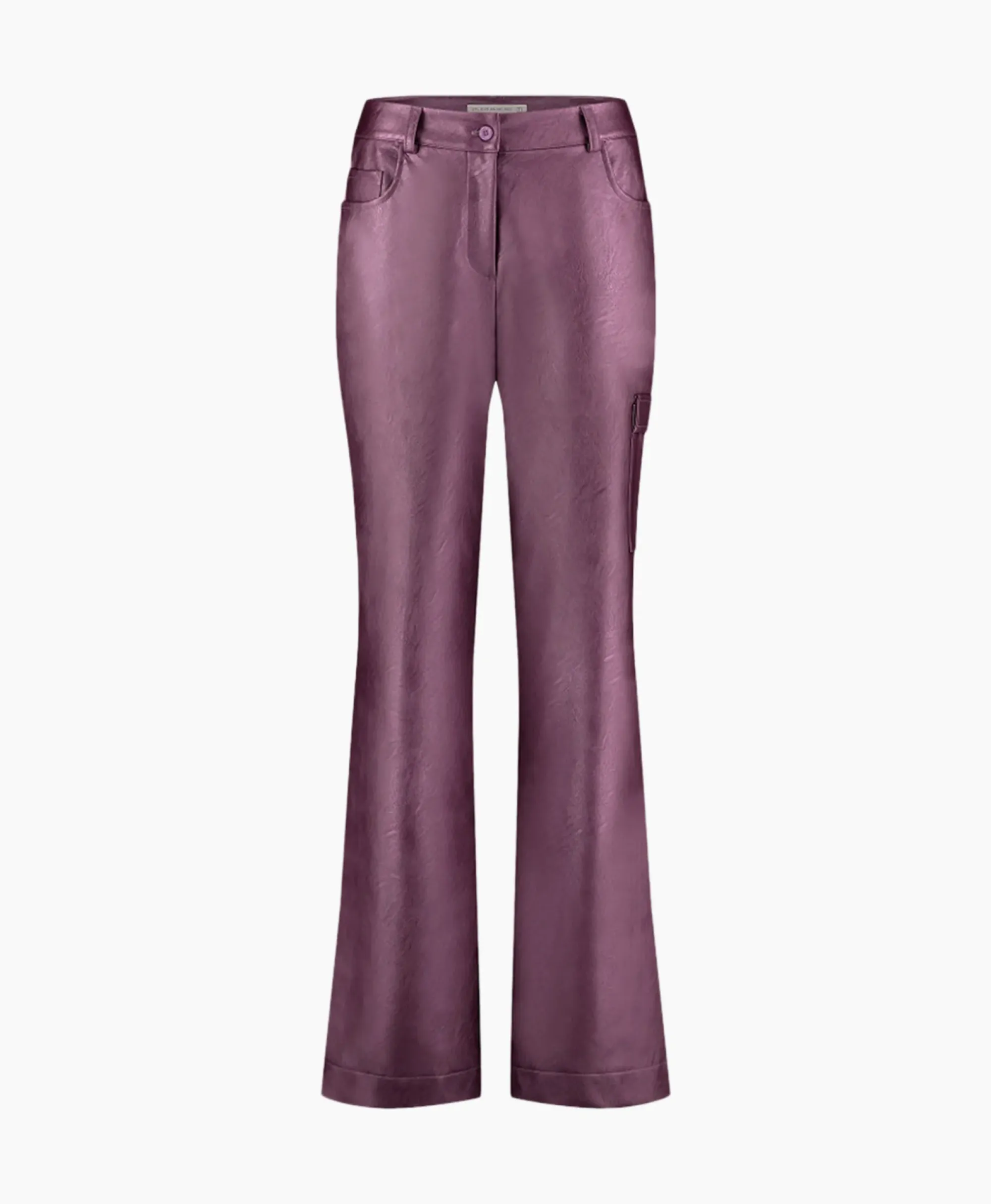 Broeken^Studio Anneloes Broek Selina Metallic Leather Trousers Paars