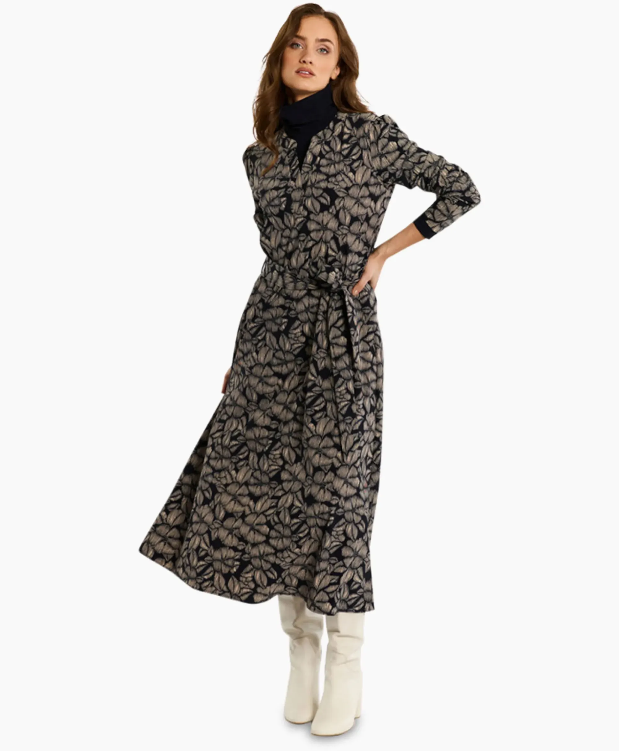 Jurken^Studio Anneloes Jurk Sira Flower Dress Zand