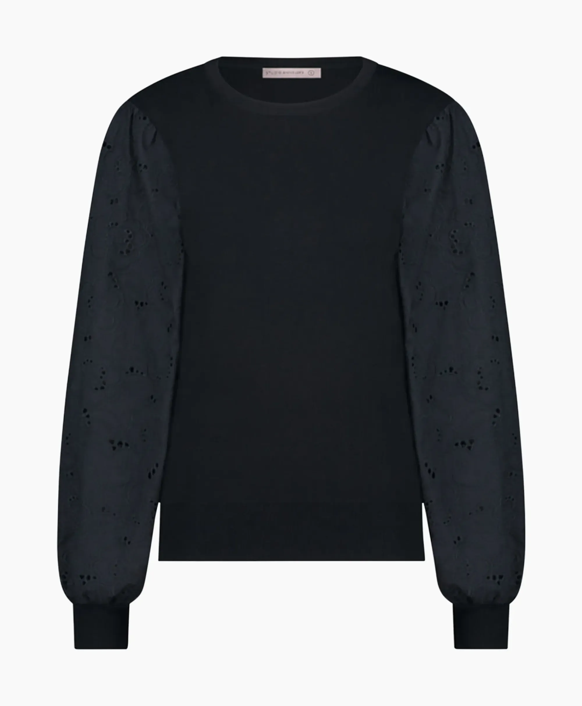 Truien^Studio Anneloes Pullover Deana Flower Broderie Donker Blauw