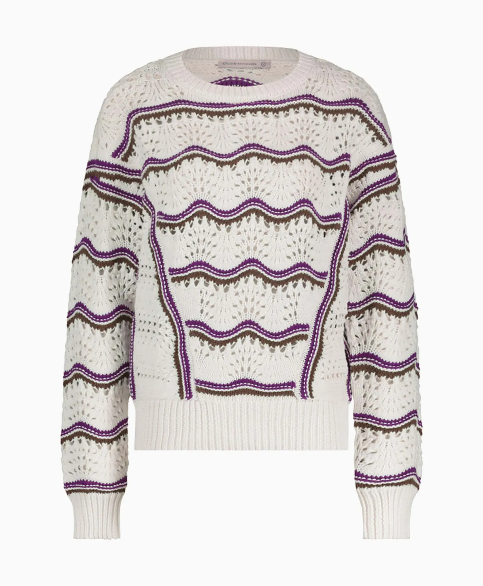 Truien^Studio Anneloes Pullover Leana Ajour Ecru