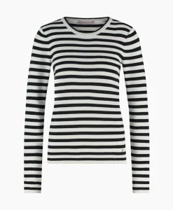 Truien^Studio Anneloes Pullover Luna Stripe Ecru