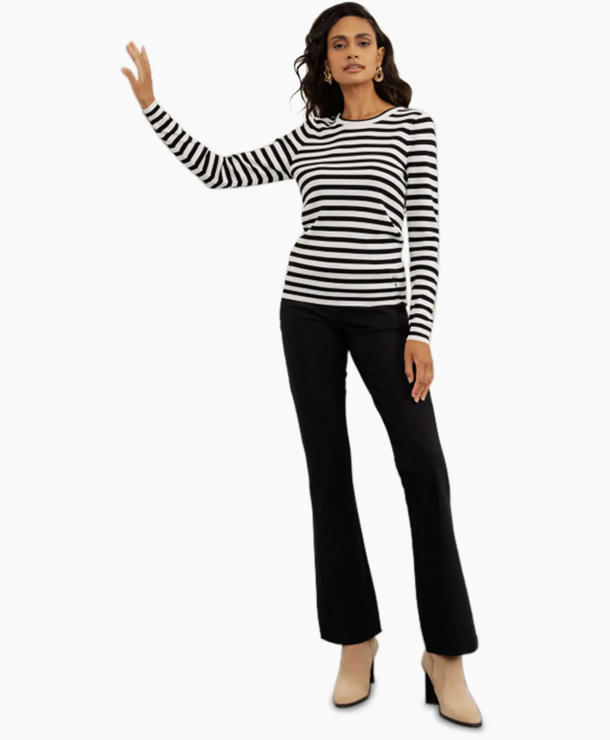 Truien^Studio Anneloes Pullover Luna Stripe Ecru
