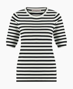 Truien^Studio Anneloes Pullover Luna Stripe Short Slv Ecru