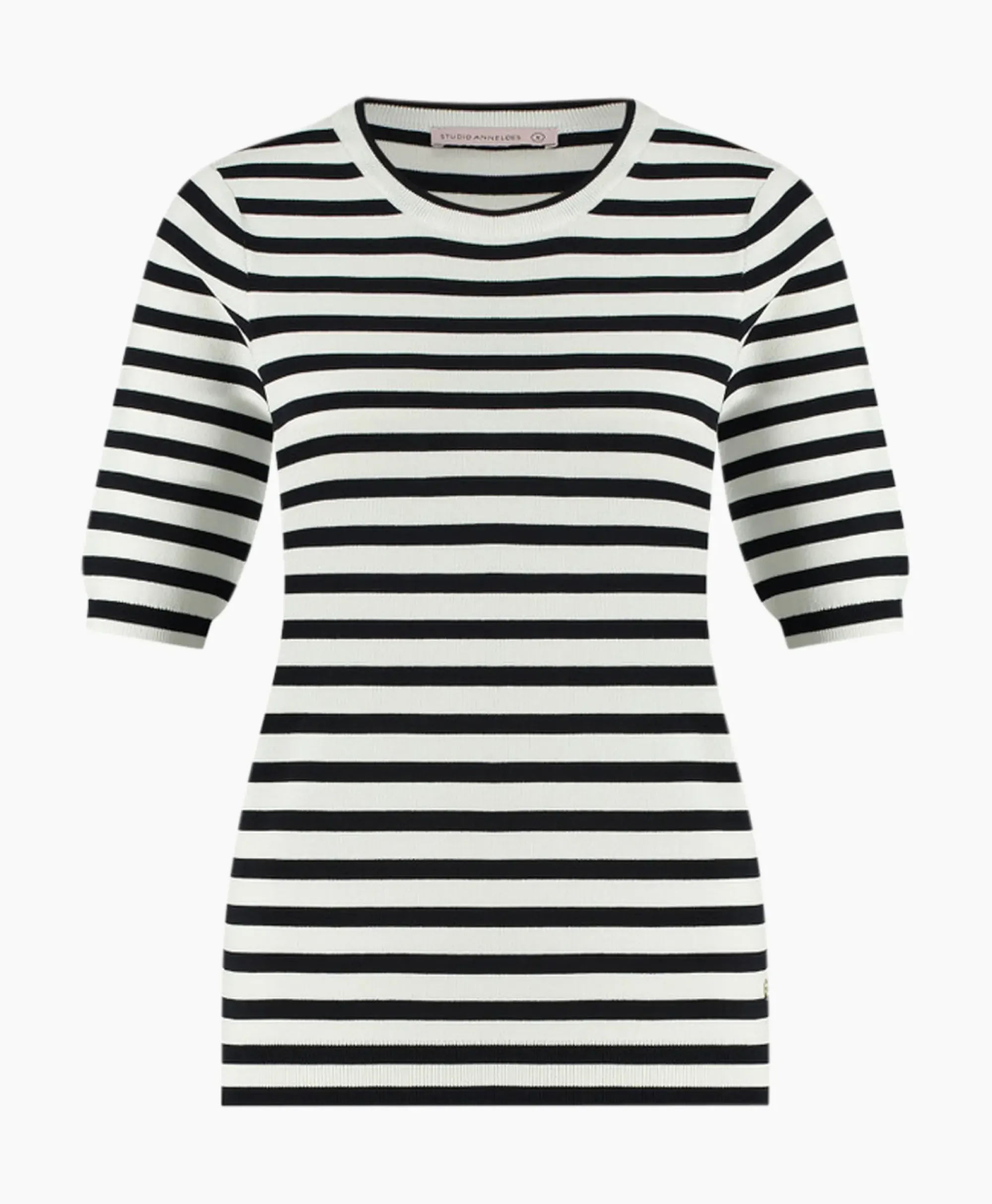 Truien^Studio Anneloes Pullover Luna Stripe Short Slv Ecru