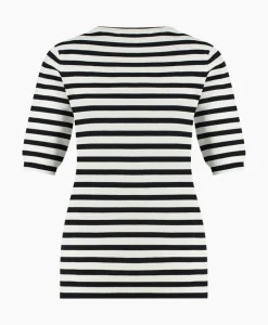Truien^Studio Anneloes Pullover Luna Stripe Short Slv Ecru