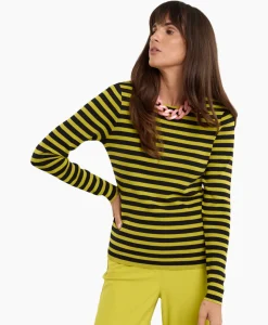 Truien^Studio Anneloes Pullover Luna Stripe Zwart Dessin