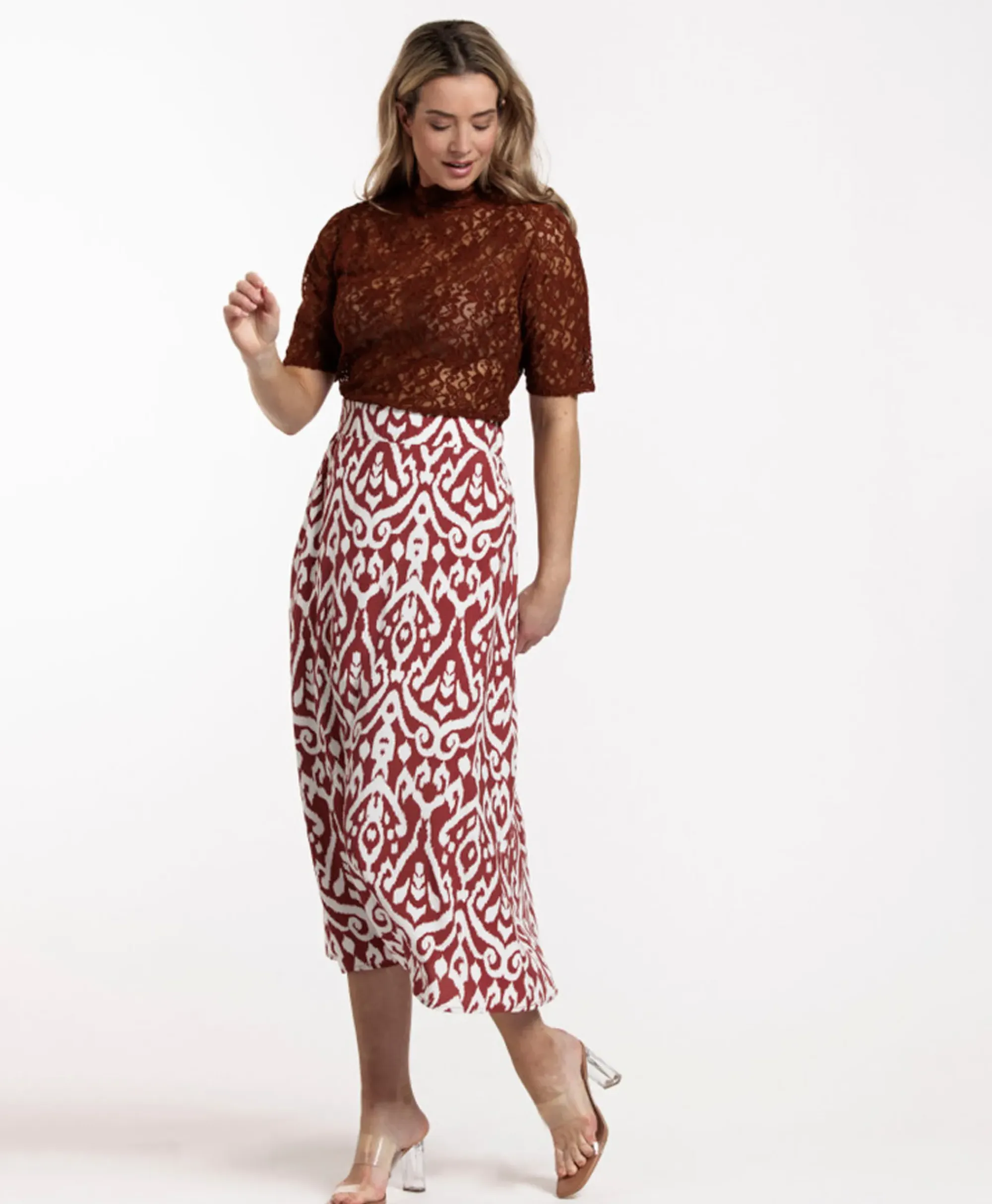 Rokken^Studio Anneloes Rok Yfke Ornament Skirt Bruin Dessin