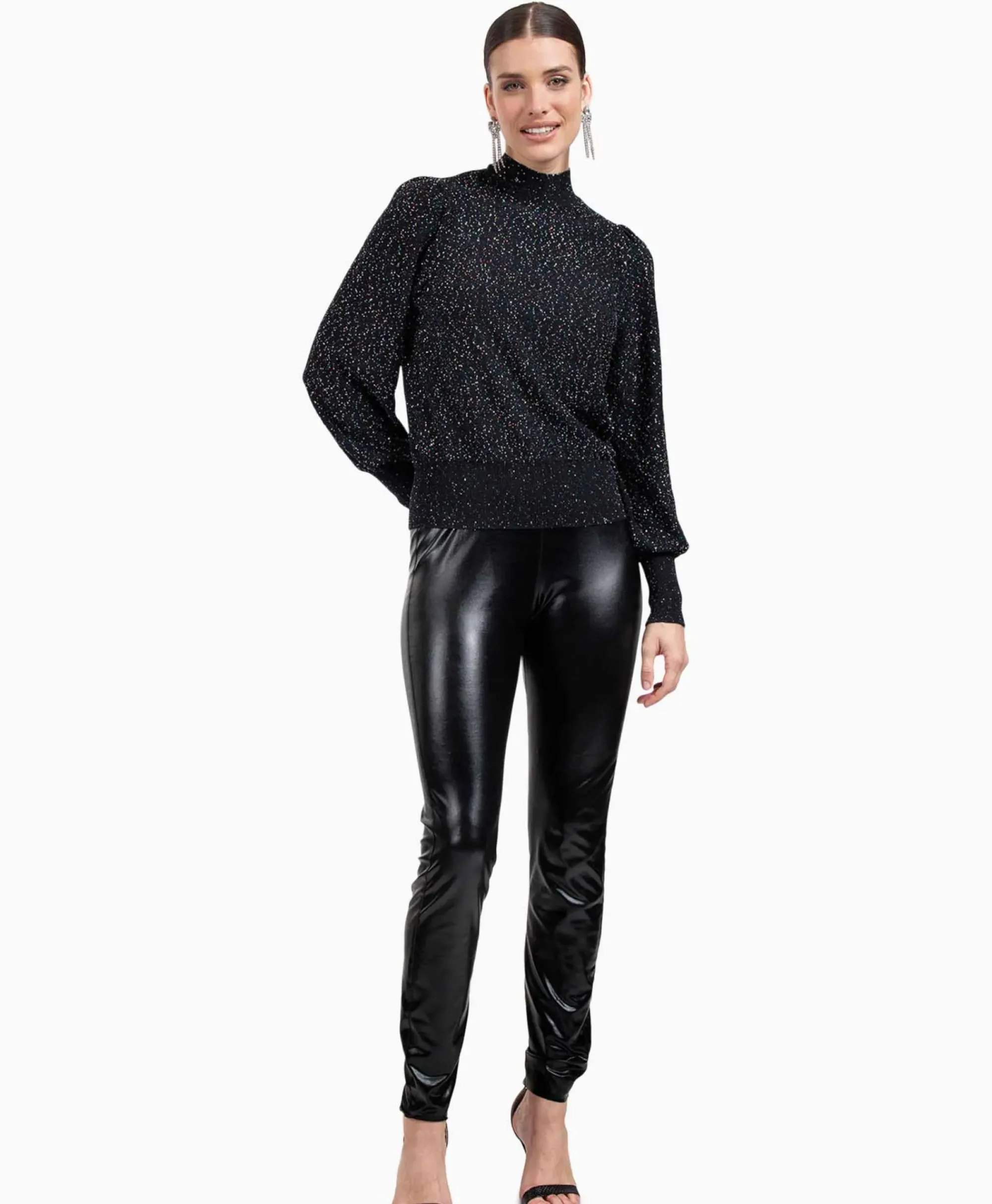 T-Shirts & Tops^Studio Anneloes Top Ally Metallic Legging Zwart Dessin