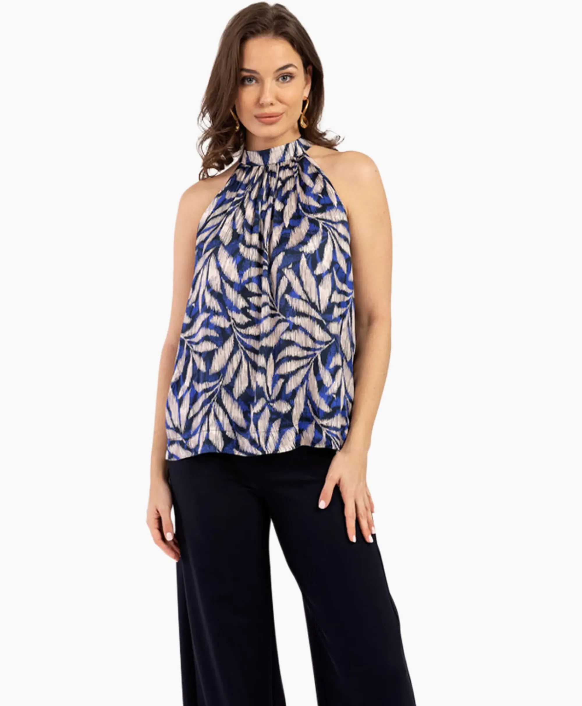 T-Shirts & Tops^Studio Anneloes Top Sara Satin Big Flower Blauw