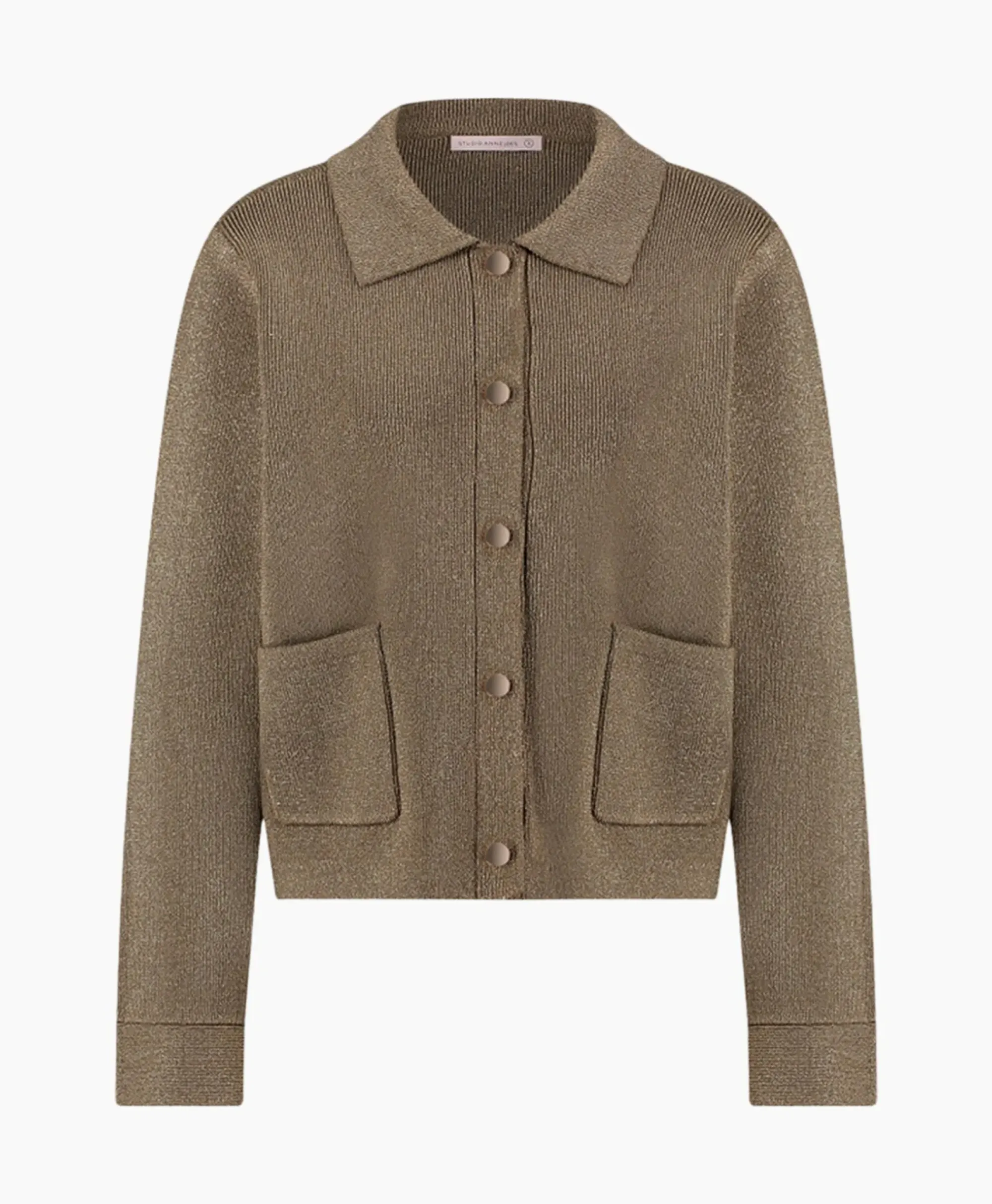 Vesten^Studio Anneloes Vest Imke Lurex Cardigan Bruin Dessin