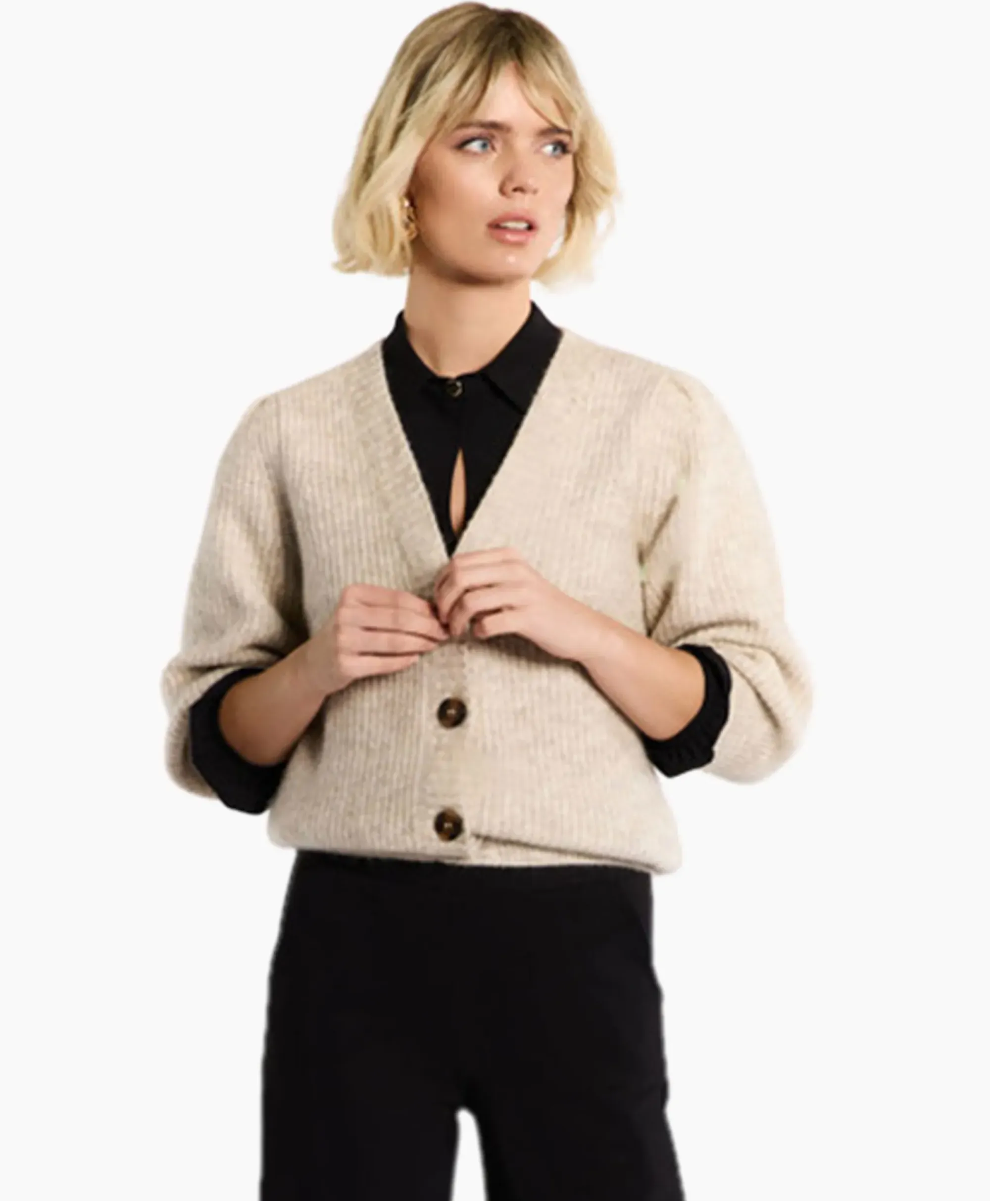 Vesten^Studio Anneloes Vest Mandy Mohair Cardigan Zand