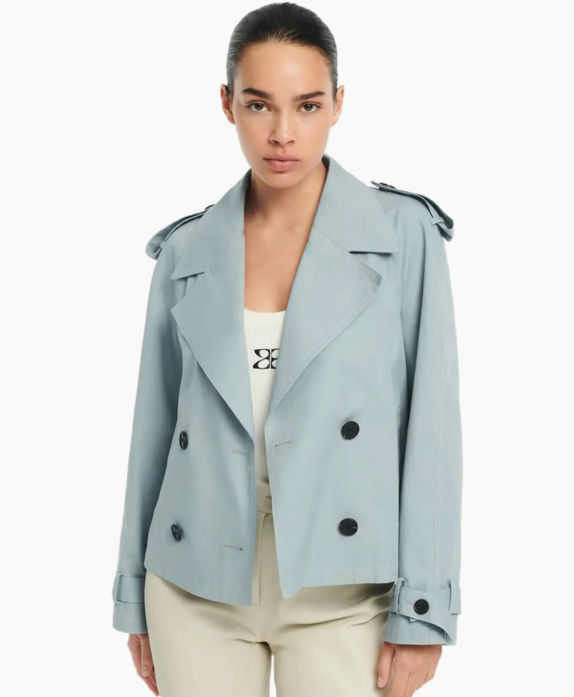 Jassen^Studioar By Arma Mantel Samora Cotton Twill Blauw