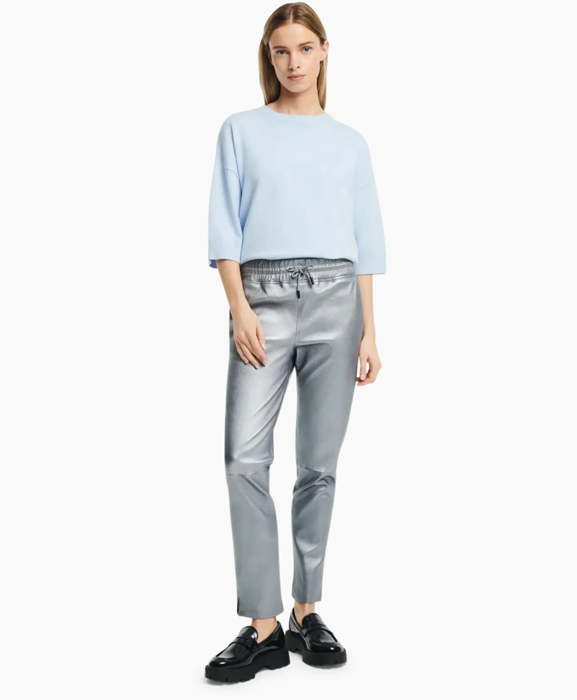 Broeken^Studioar By Arma Pantalon Naomi Stretch Plonge Zilver