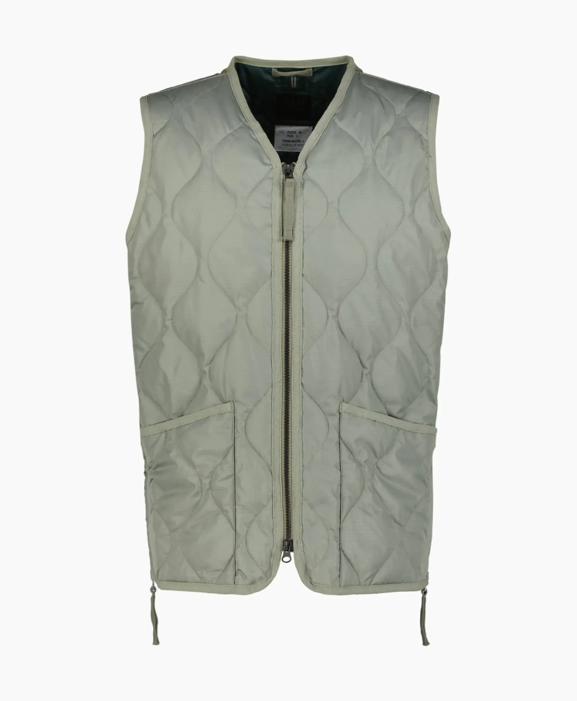 Jassen^Taion Bodywarmer Military W-Zip V Neck Down Donker Groen