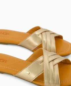 Sandalen^Ugg Sandaal Zonder Hak W Kenleigh Slide Goud