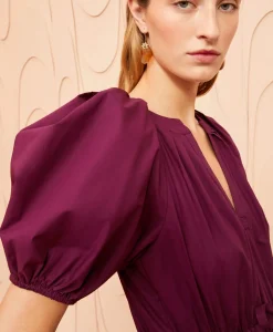 Jurken^Ulla Johnson Midi Jurk Olina Bordeaux