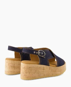 Sandalen^Via Vai Sandaal Met Hak Sissel Capri Blauw